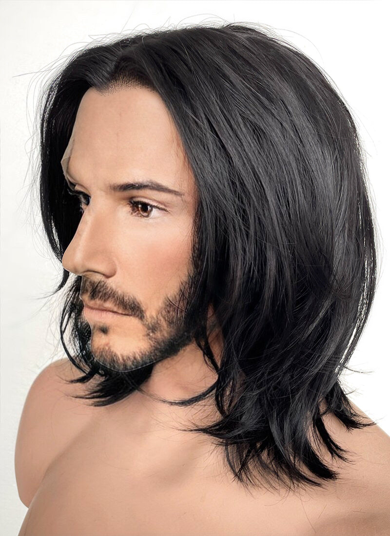 John Wick Black Wavy Lace Front Synthetic Men s Wig LFK5543