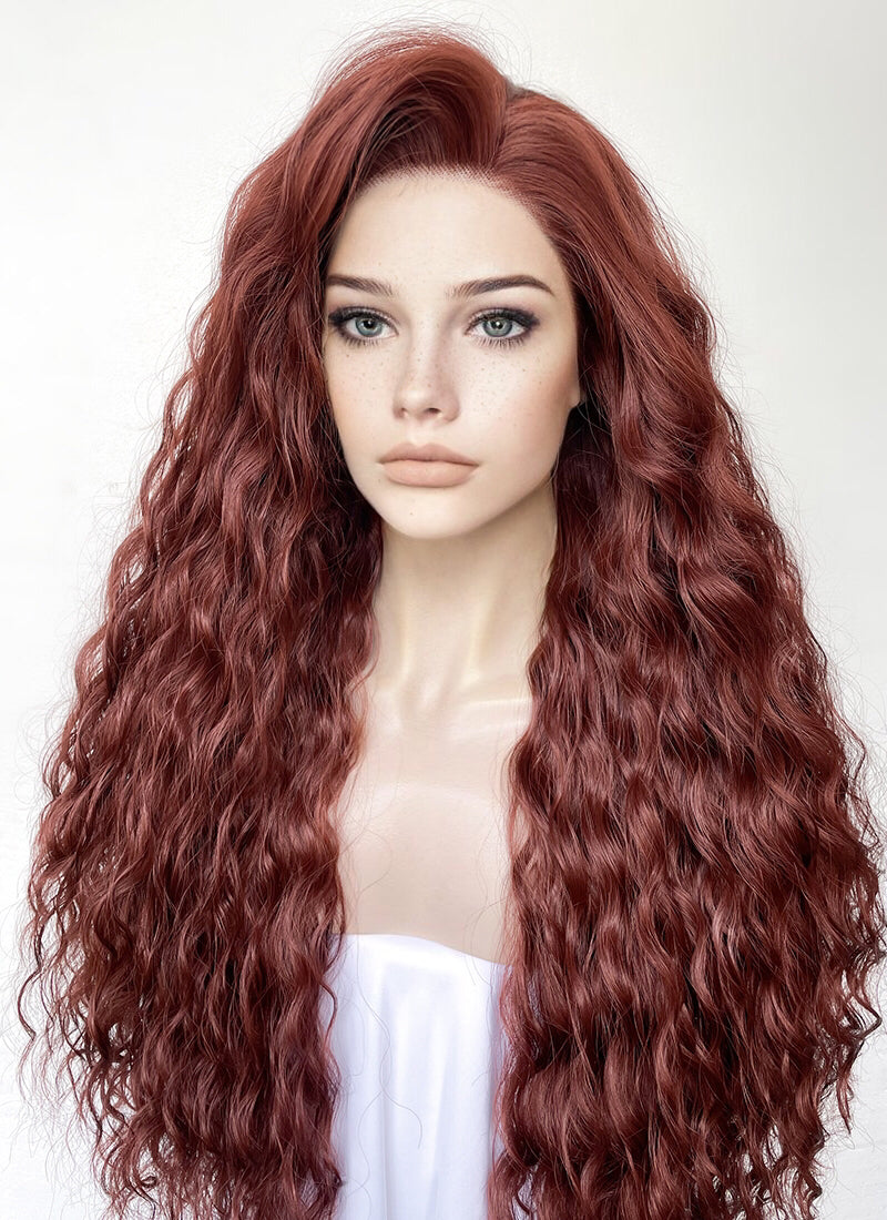 Long red curly clearance wig