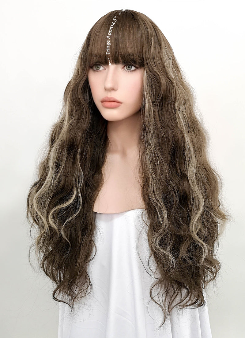 Brunette Mixed Blonde Curly Synthetic Wig NS034 Wig Is Fashion