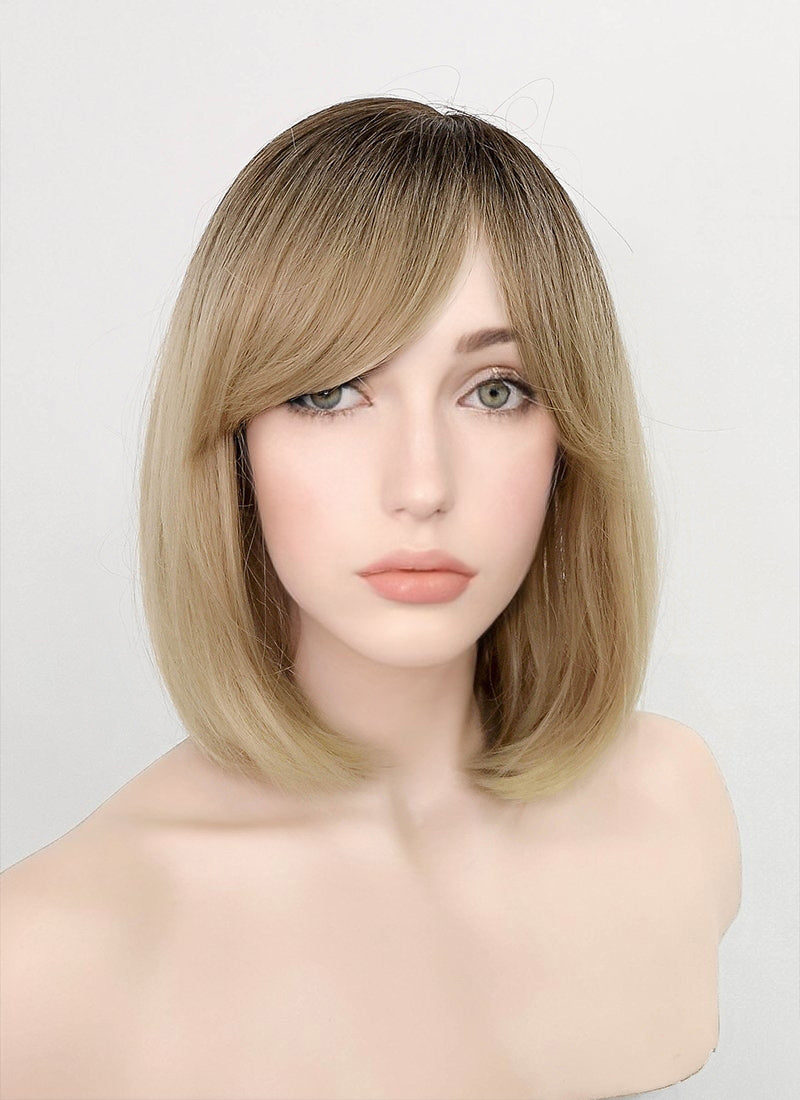 Blonde With Dark Roots Straight Bob Synthetic Wig NS218 Wig Is