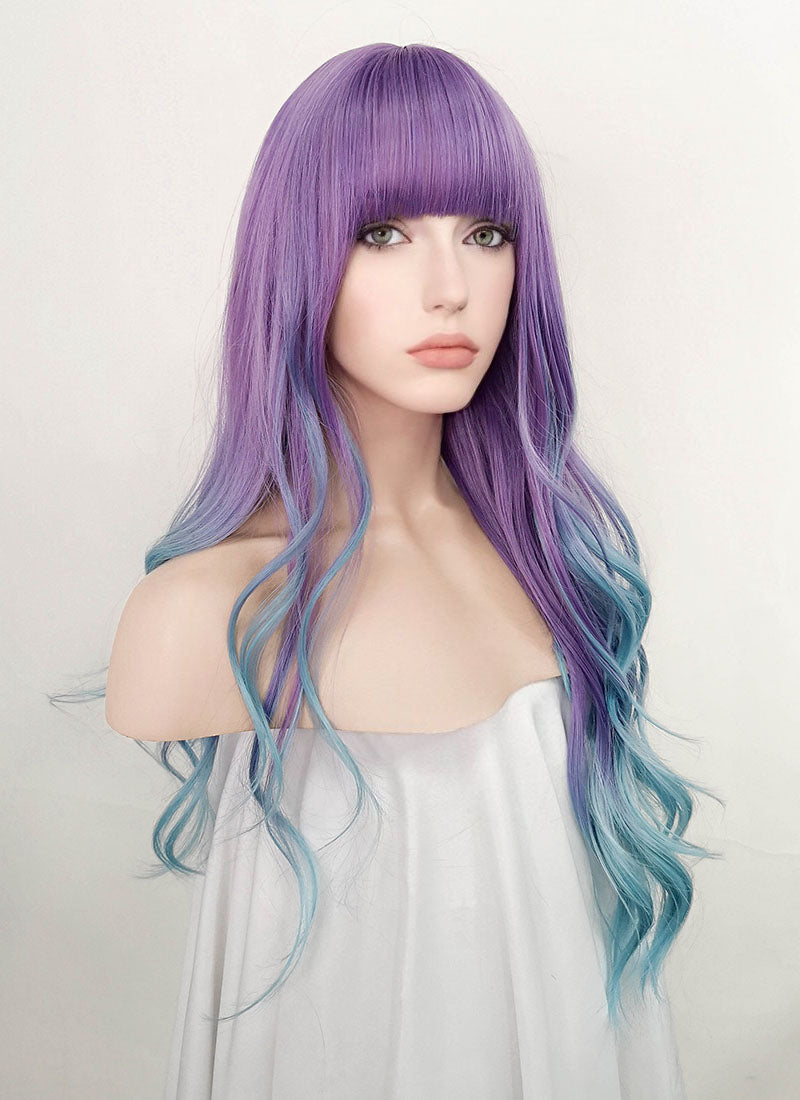 Purple Blue Ombre Wavy Synthetic Wig NS337