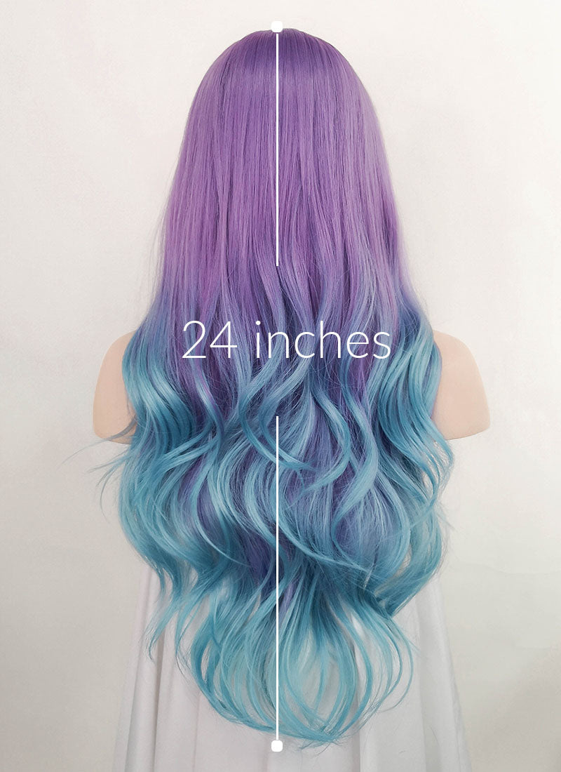 Purple Blue Ombre Wavy Synthetic Wig NS337