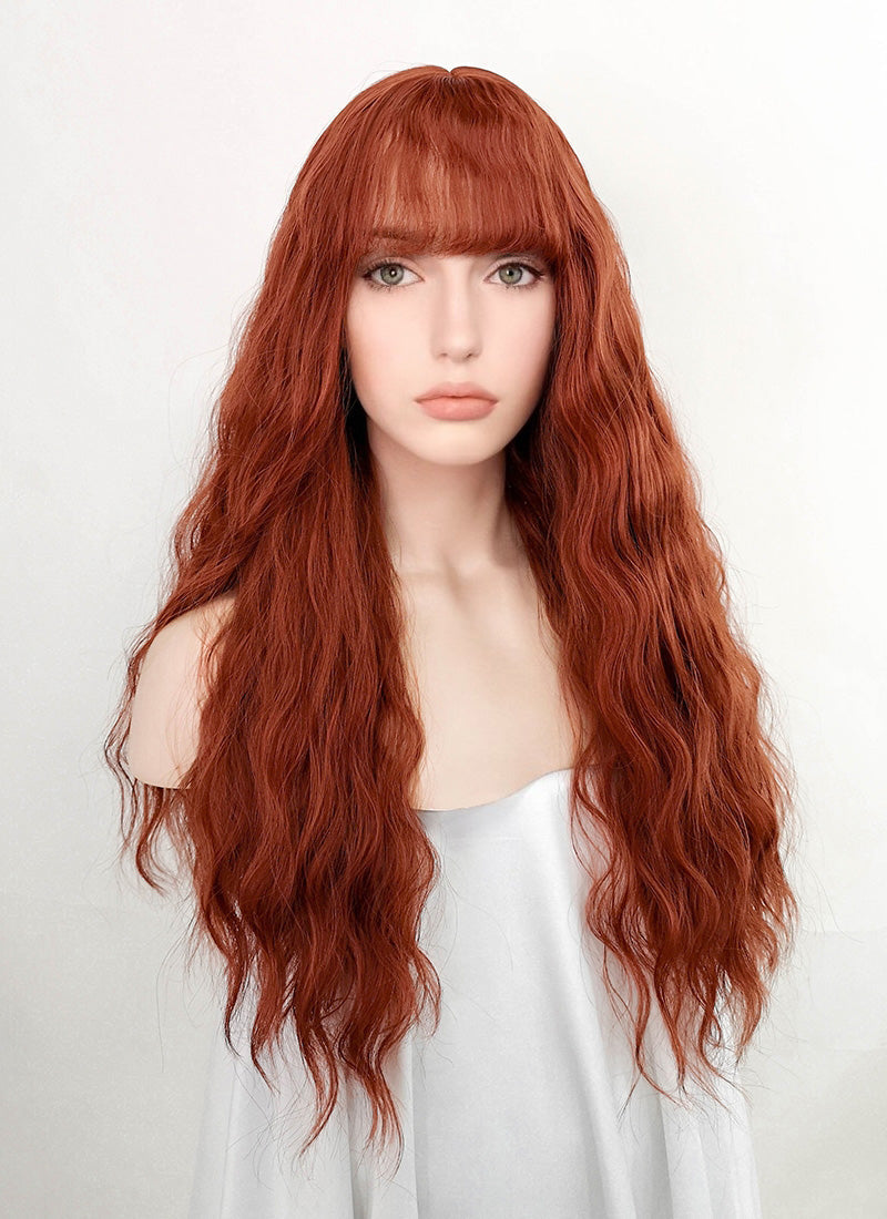 Long curly hotsell red wigs