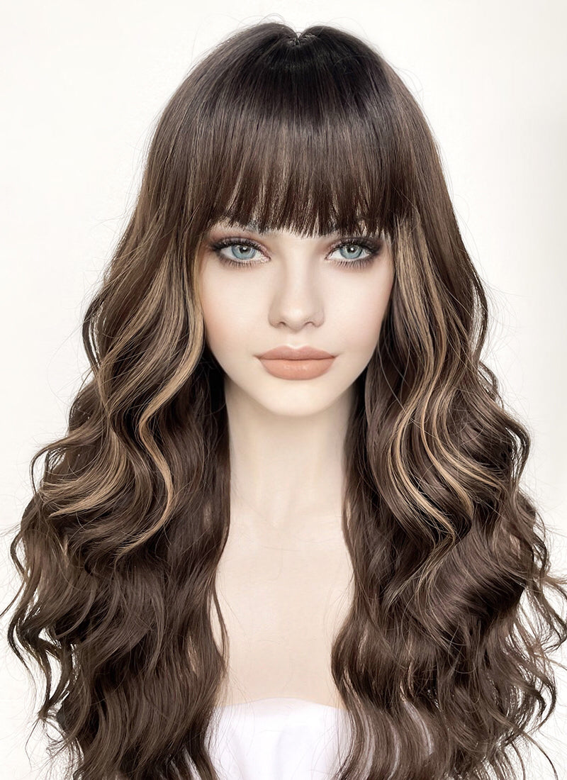 Brunette Mixed Blonde Synthetic Hair Wig WigIsFashion Wig Is