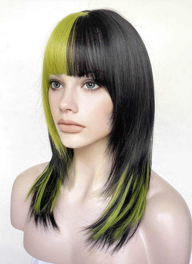 Black bob wig green best sale