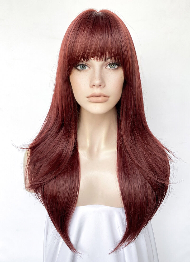 Dark Red Straight Synthetic Hair Wig NS527