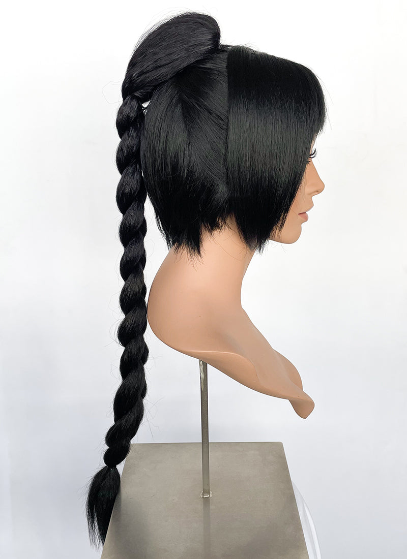 Baldur s Gate 3 Shadowheart Black Straight Synthetic Hair Wig With Ponytail Extension TB1662